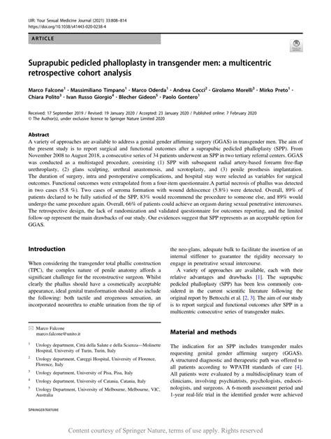 Suprapubic pedicled phalloplasty in transgender men: .